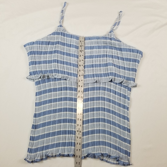 Perfectly Priscilla Blue White Striped Tank Top Summer Blouse Size XL - Picture 12 of 12